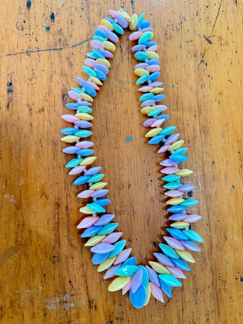 Vintage Lucite Pastel Disc Statement Necklace